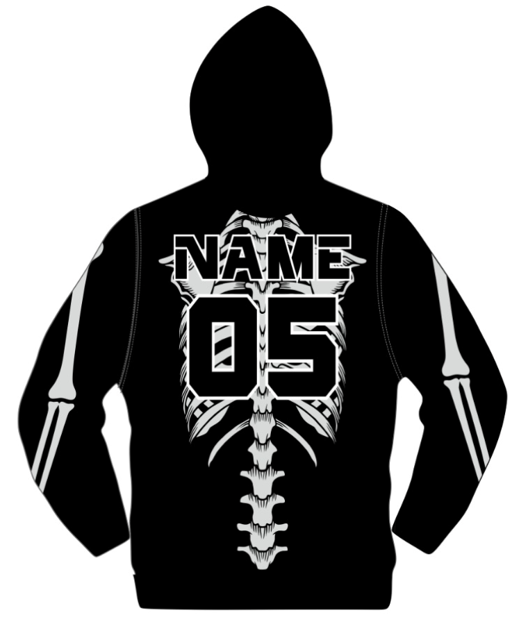 Black Them Bones Sublimated Hoodie – John Bradley Custom
